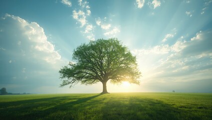 Vivid sky with radiant sunlight and multicolored clouds in natural scenery, suitable for background or editorial header, Earth Day
