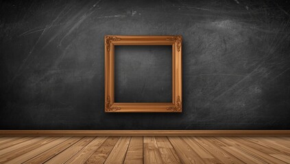 Chalkboard textured background with retro wood frame serving as a layout for advertising graphics and decorative elements