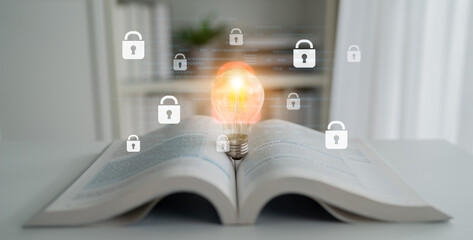 Digital security concept illustrating a cybersecurity breach, with a red unlocked padlock indicating data exposure among secure systems, emphasizing system vulnerability and risk Latch