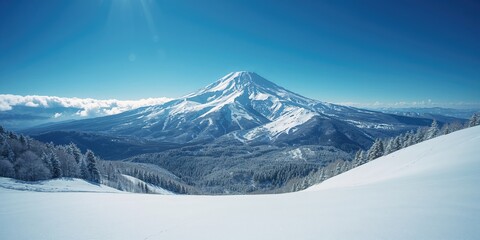 Obraz premium Snow-capped Yatsugatake Mountains during winter, offering a scenic view for nature scenes