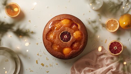Homemade citrus cake with blood oranges, suitable for seasonal baking or recipe sharing