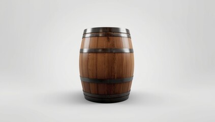 Wine aging barrel made of wood with metal band, highlighting fermentation process and storage techniques