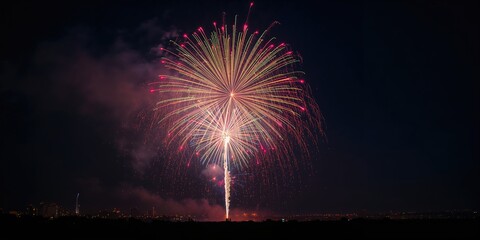 Colorful fireworks bursting in the evening sky, ideal for celebration backdrops
