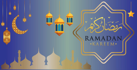 Ramadan Kareem Social Media Banner with ramzan kareem test , ramzan kareem illustration