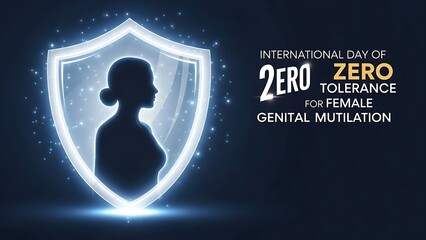International day of zero tolerance for female genital mutilation awareness campaign poster with silhouette of woman