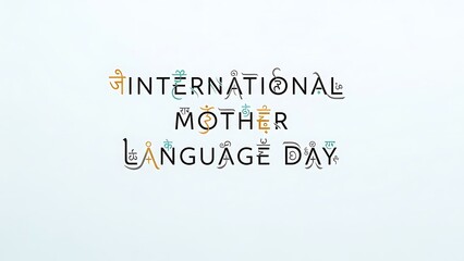 International mother language day celebration with colorful typography on light blue background