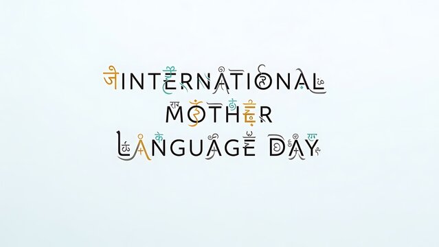 International mother language day celebration with colorful typography on light blue background
