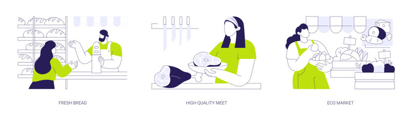 Buying groceries isolated cartoon vector illustrations se