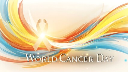 Vibrant abstract illustration for world cancer day awareness campaign with colorful swirling lines