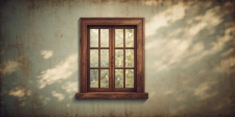 Fototapeta premium Old-fashioned wooden window panel serving as an editorial header background, highlighting weathered textures
