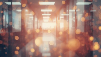Unfocused corridor in a work environment with muted tones, ideal as UI backdrop or editorial header background, Earth Day
