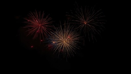 Fototapeta premium Colorful firework display illuminating the dark sky with vibrant bursts, suitable for festive backgrounds