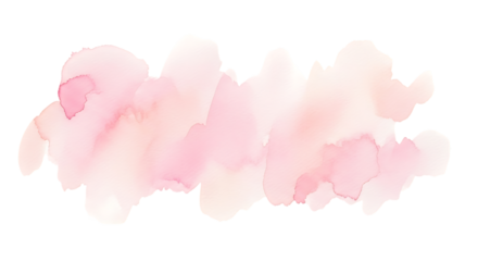 A soft pink watercolor smudge isolated on transparent background