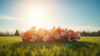 Vivid summer blossoms in a garden setting, suitable for decorative layouts