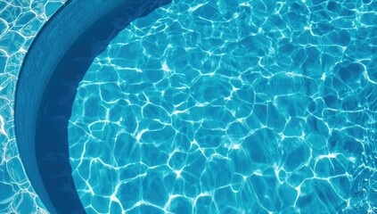 Water ripples and splashes on blue pool water surface, suitable as background for summer or aquatic themes