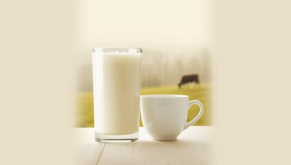 A glass of milk isolated on a white background, suitable for layout in food and beverage presentation