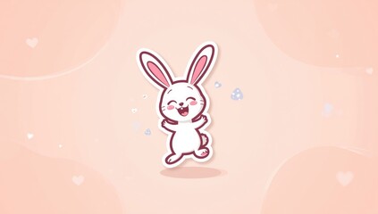 Fototapeta premium Rabbit cartoon sticker template, ideal for childrenâ€™s crafts or animations