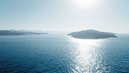 Greece island landscape featuring a hill in the distance, ideal for tourism backdrop