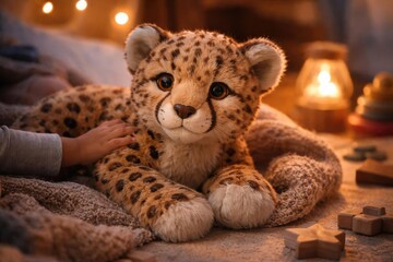 Gentle cheetah cuddly toy encouraging imaginative play and comfort for youngsters