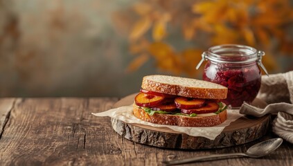 Freshly baked bread paired with ripe plums for morning meal, highlighting ingredients and preparation