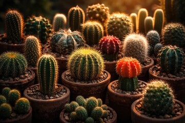 Obraz premium Assortment of small cacti arranged for a captivating plant view