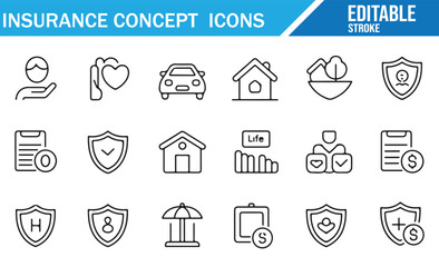 Comprehensive Insurance Icons Collection for Finance and Risk Management