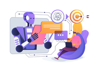AI-Assisted Chatbot Cognitive Behavioral Therapy abstract concept vector illustration.