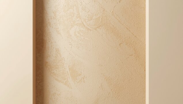 Close-up of beige stucco wall serving as editorial background for design or typography, textured surface