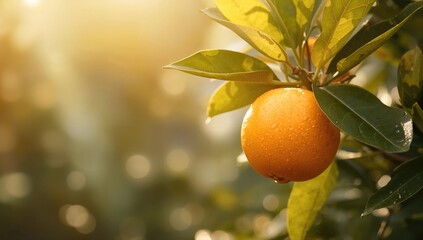 Close-up of orange fruit hanging from tree, highlighting natural growth for nutrition awareness