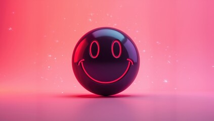 Dark neon sign displaying a cheerful face, suitable for nightlife advertising or entertainment venues