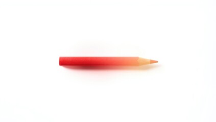 Red wax crayon pencil for drawing or coloring, isolated on plain white surface, highlighting creative supplies
