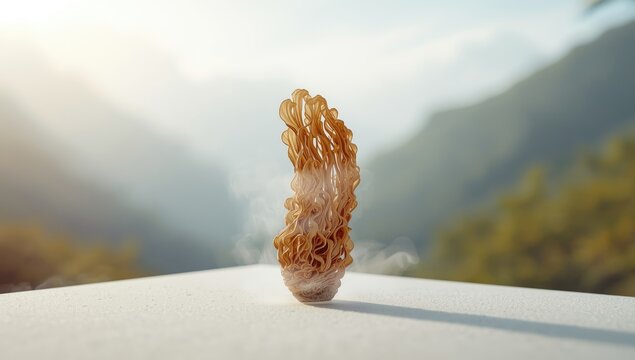 Cordyceps sinensis mushroom, a valued Chinese medicinal herb, focusing on its natural growth in traditional health practices