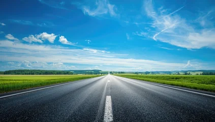 Keuken achterwand Grijs Freshly laid asphalt surface with open sky, road repair ensuring longevity and compliance  © TheWaterMeloonProjec