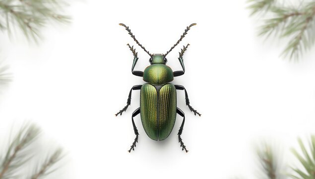 High-resolution image of a substantial green beetle with sharp focus on body segments, suitable for natural history documentation, Earth Day