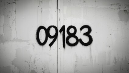 White surface with black spray painted number 09183, ideal for layout or text overlay use