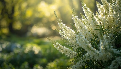 Springtime spirea shrub in full bloom, highlighting seasonal horticulture and floral display
