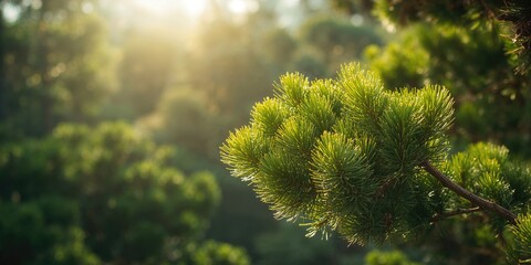 Endemic Canary Island pine with fluffy needle growth, ideal for botanical or landscape design backgrounds
