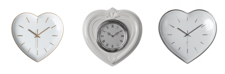 Set Of Angel Winged Heart Emblems In Fantasy And Metallic Styles Isolated on Transparent Background