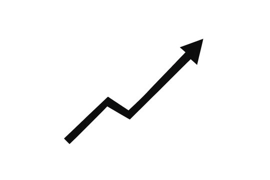 Black arrow showing upward trend for business growth, financial success, profit increase, stock market progress - Powered by Adobe