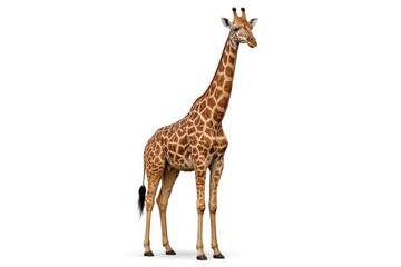 Obraz premium Giraffe animal profile in full length isolated on white canvas