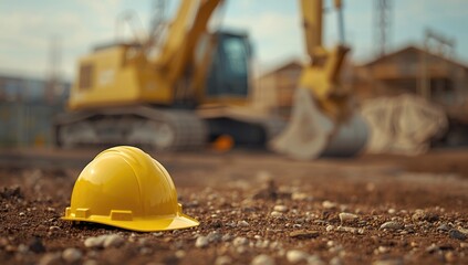 Heavy machinery in use at an active construction zone, focusing on equipment safety measures