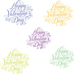 Vibrant Happy Valentine's Day colorful typographic illustrations