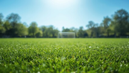 Summer daytime green grass serving as a background for layouts and text placement