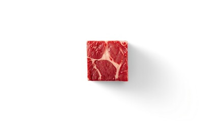 Beef cut on white surface prepared for culinary presentation or retail packaging, Clipping Path