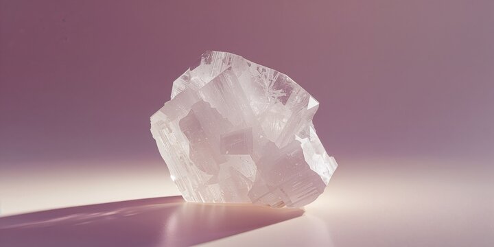 Mineral specimen of white translucent stone examined for geological properties