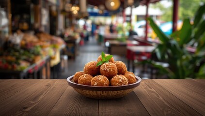 Fried banana fritters served as a Thai snack, emphasizing sugary and fried characteristics