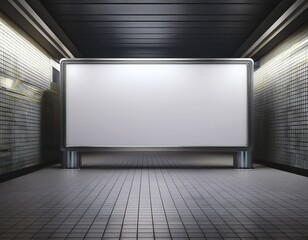 subway advertising light box large blank billboard banner signage mock up display modern interior 3d render
