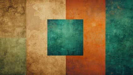 Colorful grungy pattern blending beige, green, orange, and blue tones for UI backdrop