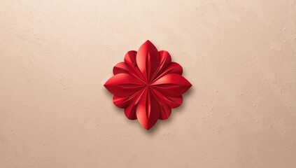 Red geometric pattern with an abstract emblem, suitable as a background for digital interfaces or visual branding