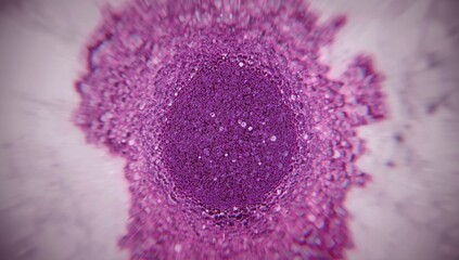 Bone marrow tissue sample with hematopoietic cells, fat deposits, and bony structures, relevant for medical analysis